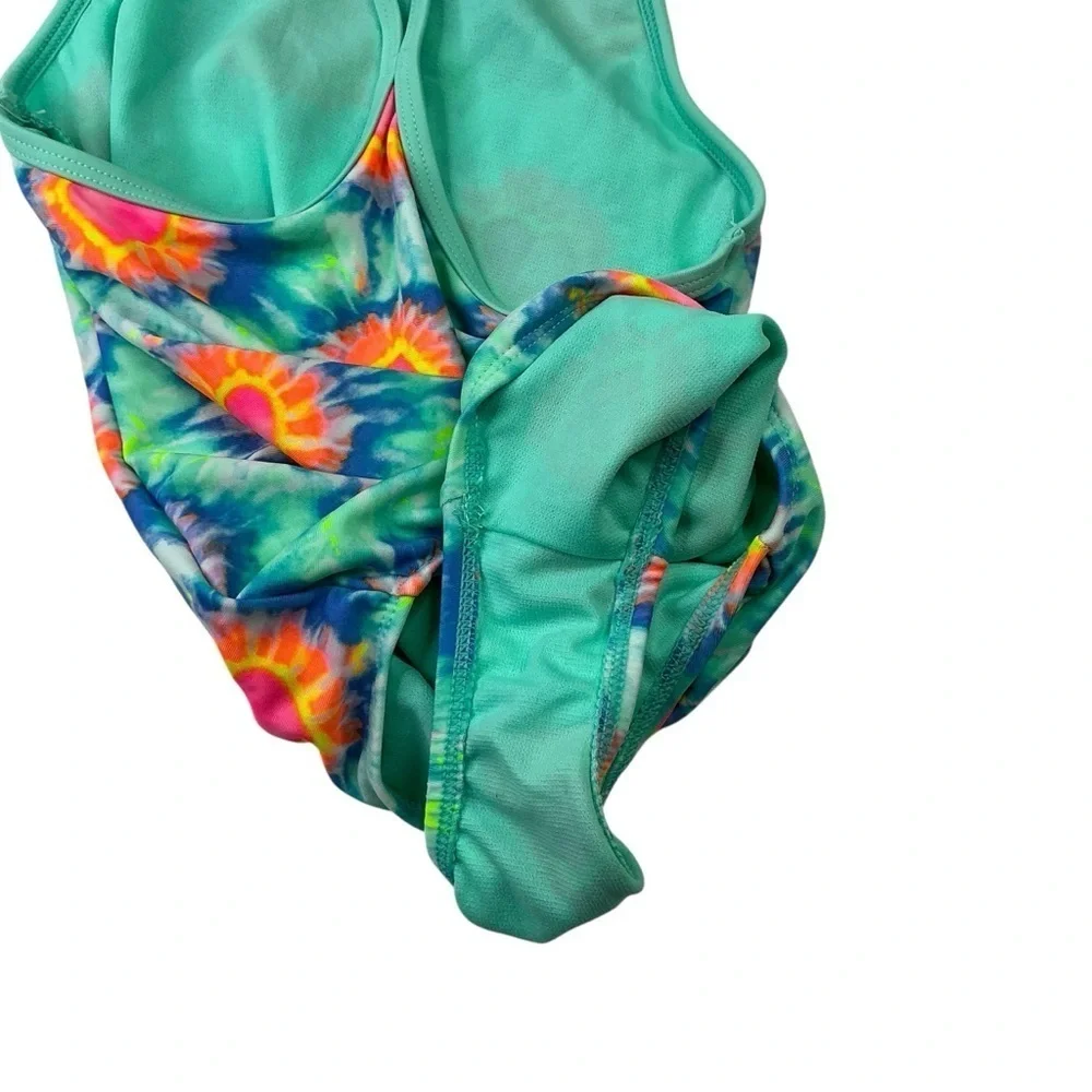 Wonder Nation Girls‎ Swimsuit Heart Tie Dye One Piece Size Medium UV Protection